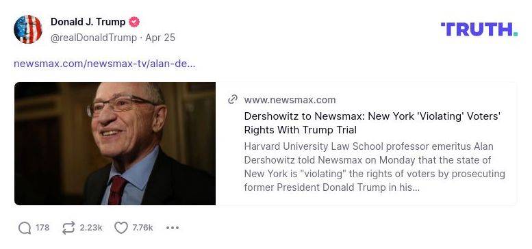 Post image from Donald Trump