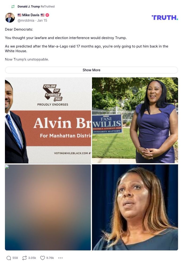 Post image from Donald Trump