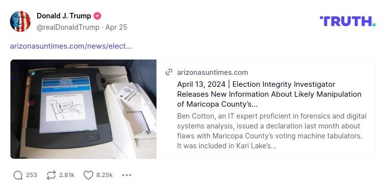 Post image from Donald Trump