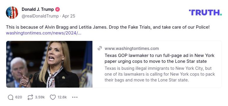 Post image from Donald Trump