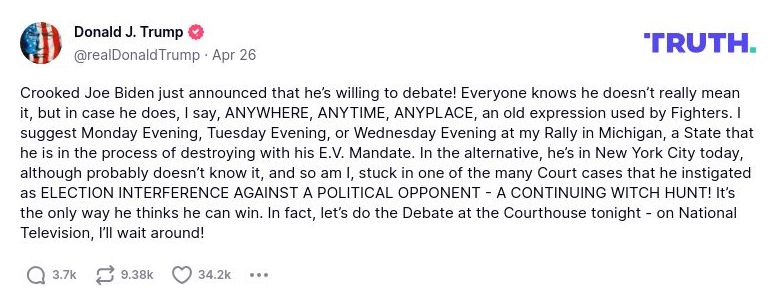 Post image from Donald Trump