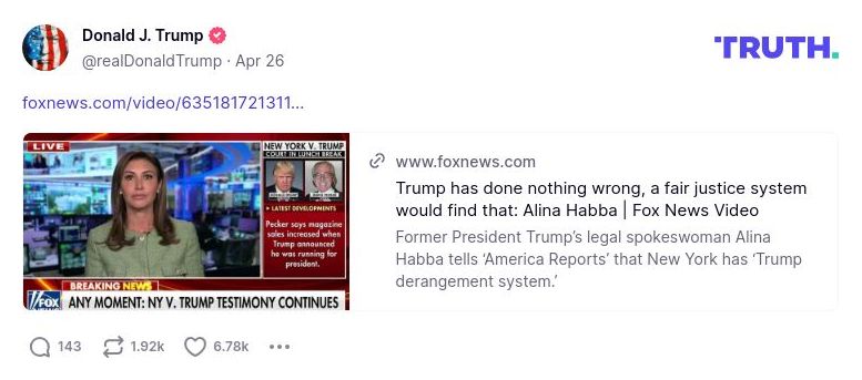 Post image from Donald Trump