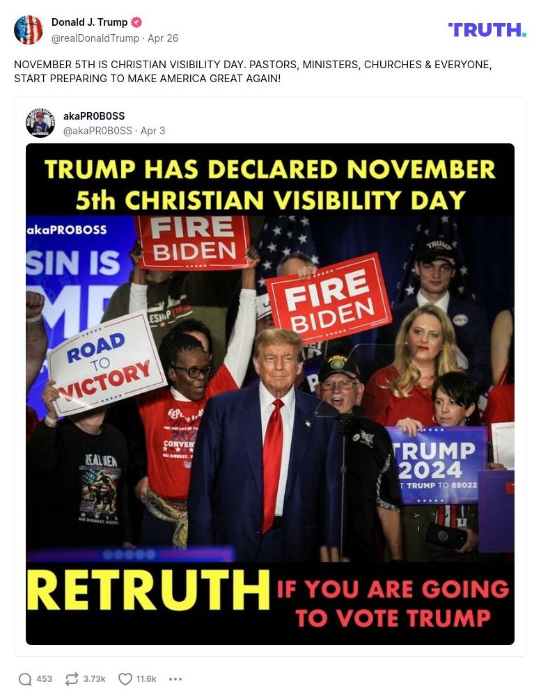 Post image from Donald Trump