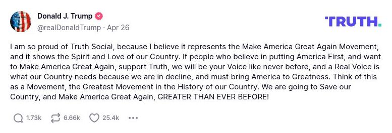 Post image from Donald Trump