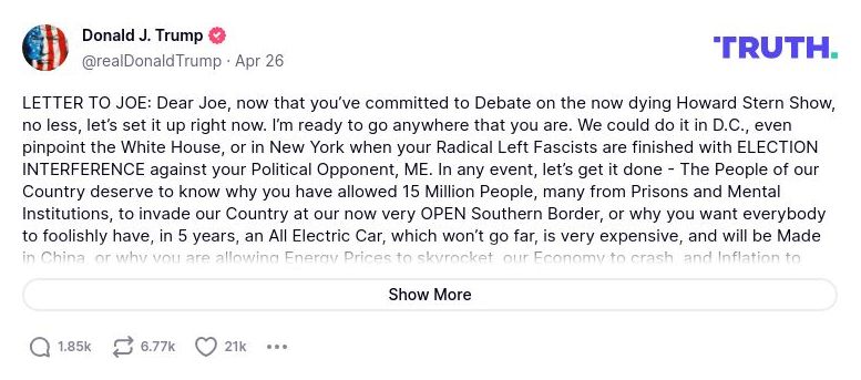 Post preview from Donald Trump