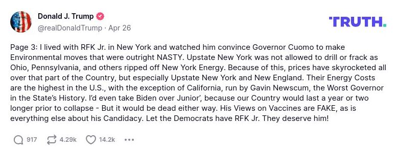 Post image from Donald Trump