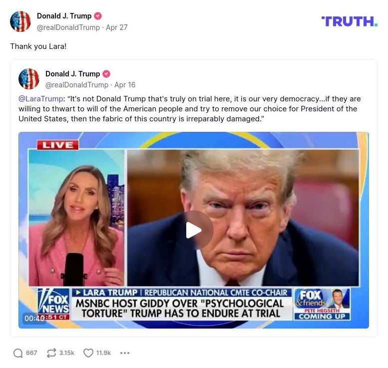 Post image from Donald Trump