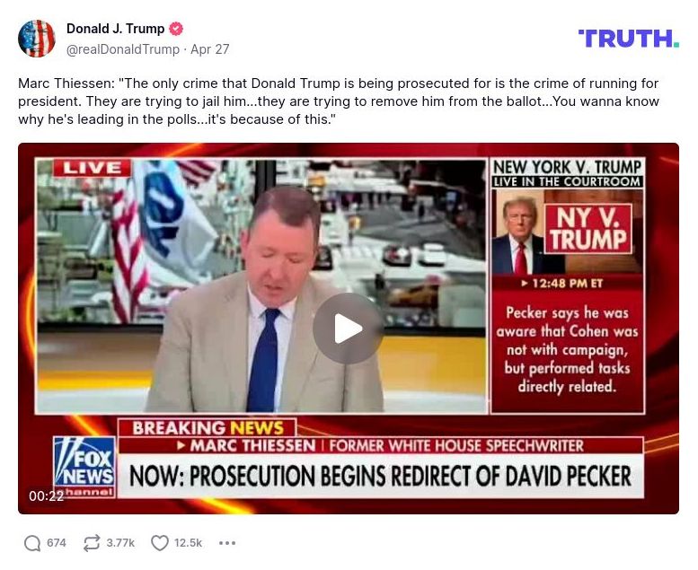 Post image from Donald Trump