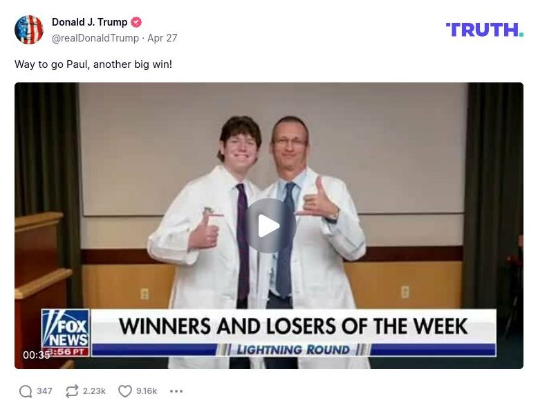 Post image from Donald Trump