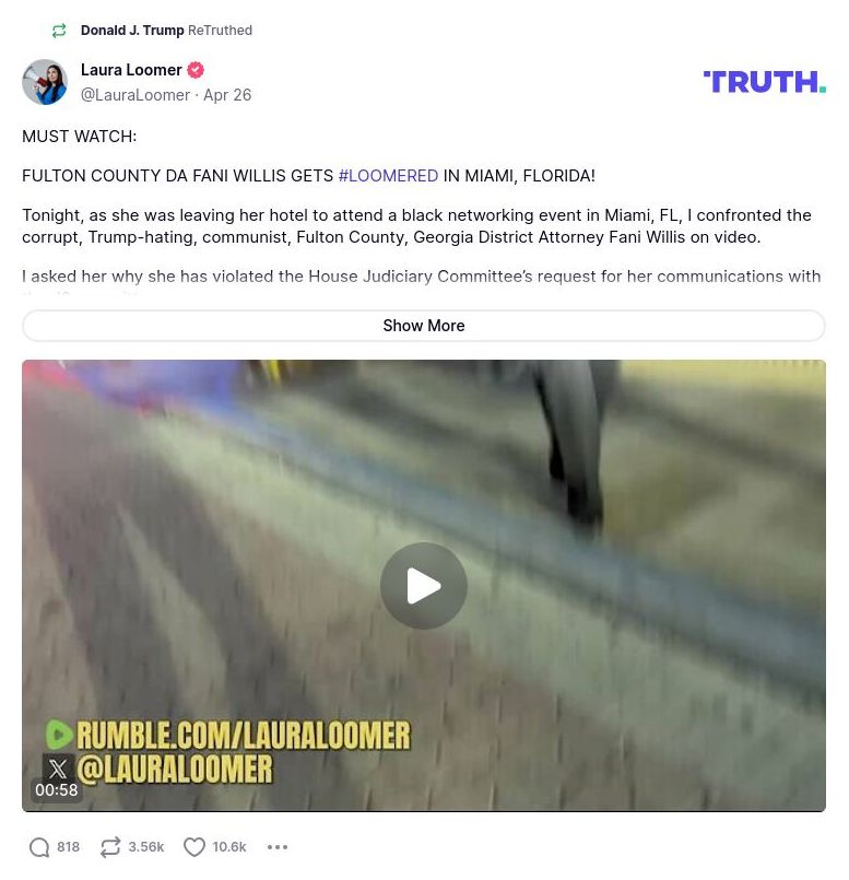 Post image from Donald Trump