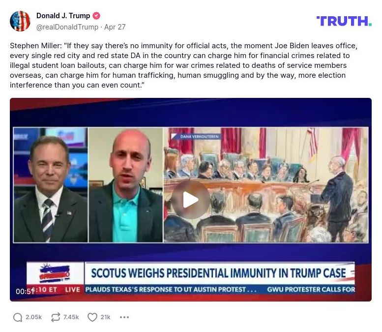 Post image from Donald Trump