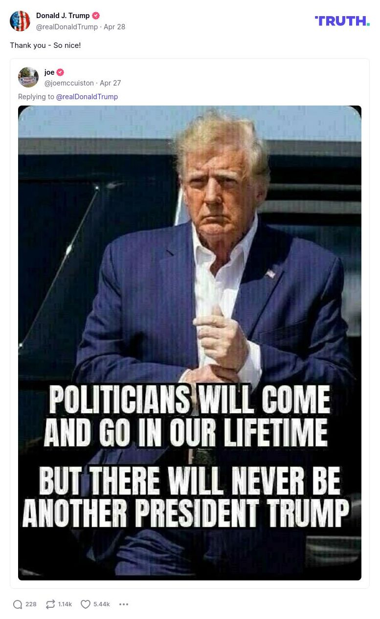 Post image from Donald Trump