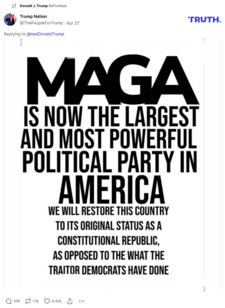 Post image from Donald Trump