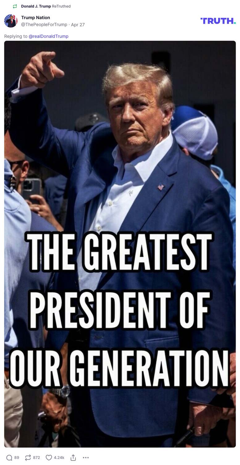 Post image from Donald Trump