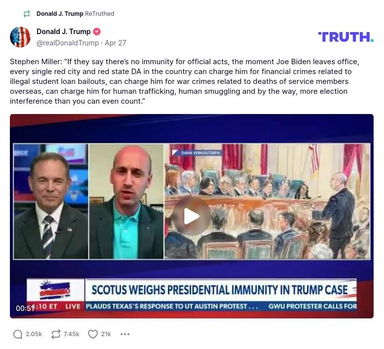 Post image from Donald Trump