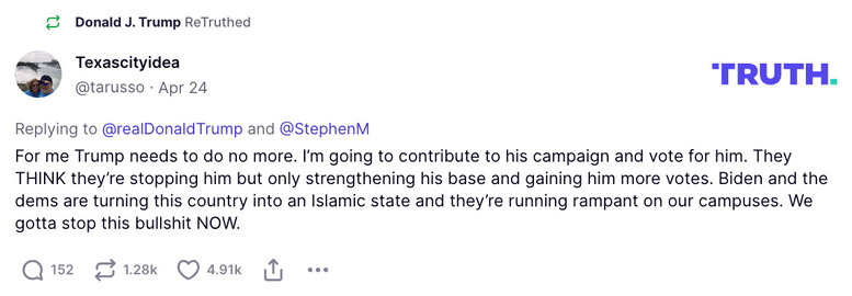 Post image from Donald Trump