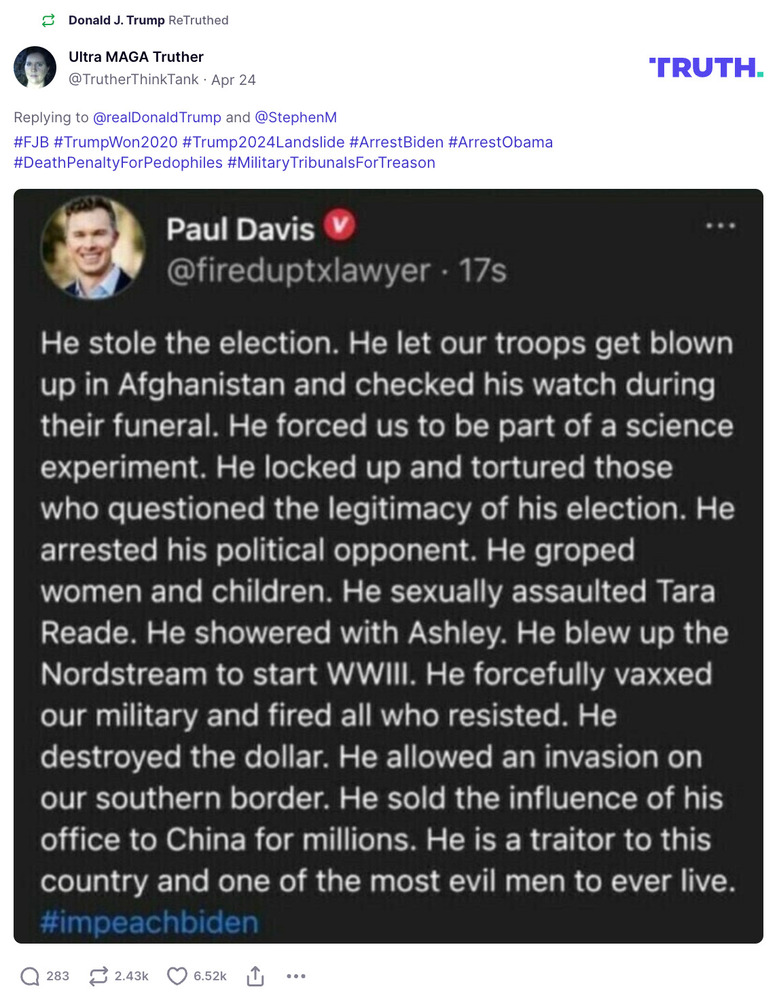 Post image from Donald Trump