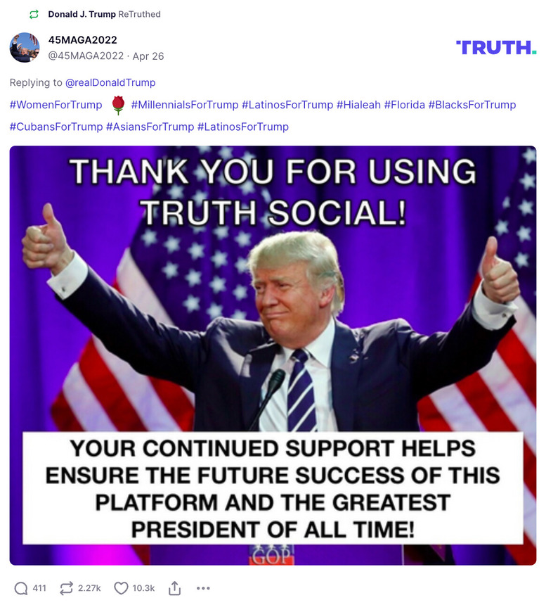 Post image from Donald Trump