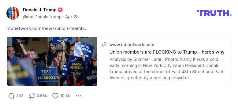 Post image from Donald Trump