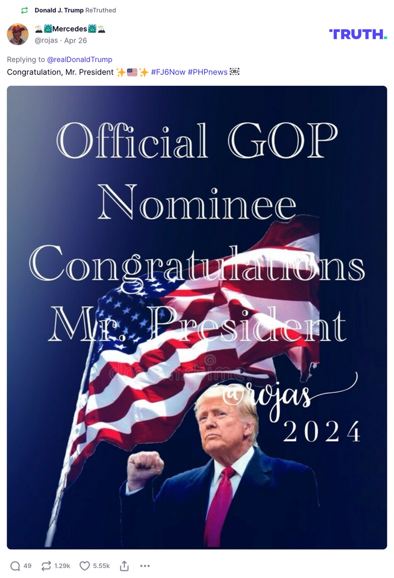 Post image from Donald Trump