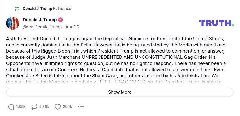 Post image from Donald Trump