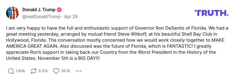 Post image from Donald Trump