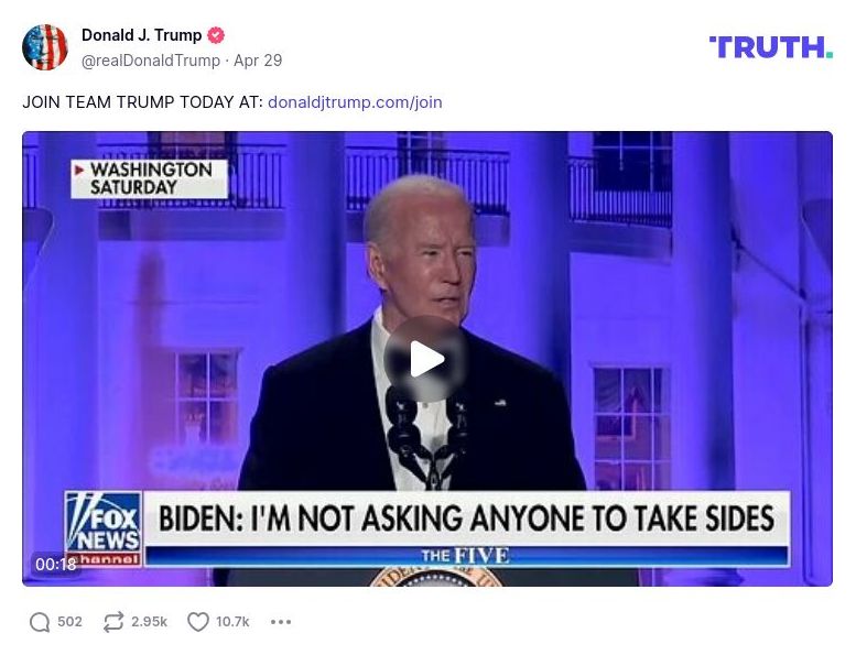 Post image from Donald Trump