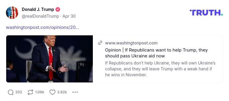 Post preview from Donald Trump