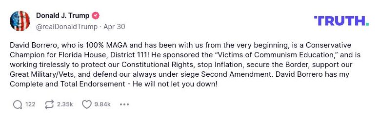 Post preview from Donald Trump