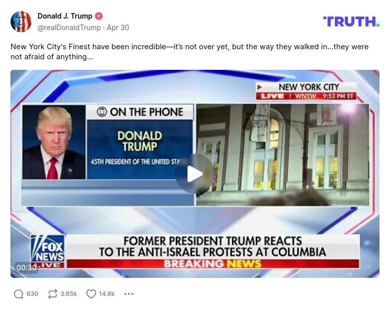 Post image from Donald Trump