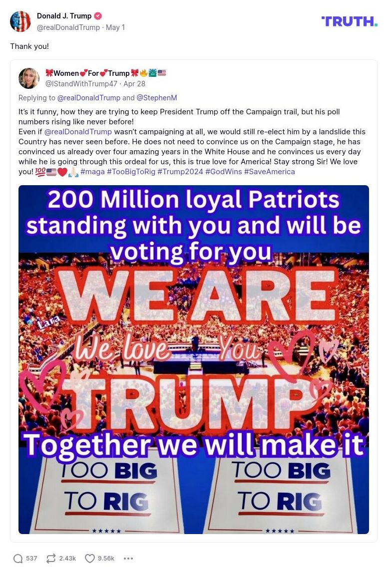 Post image from Donald Trump