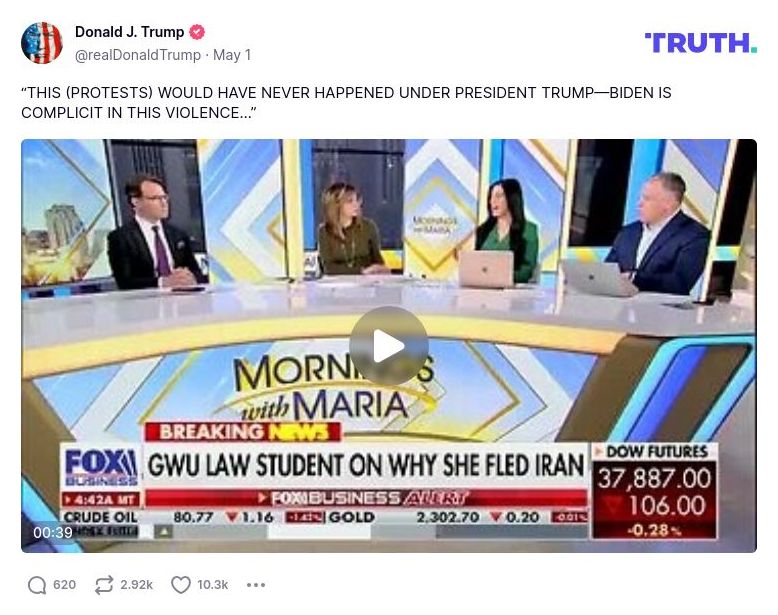 Post image from Donald Trump