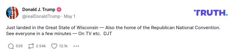 Post image from Donald Trump