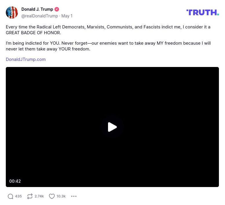 Post image from Donald Trump