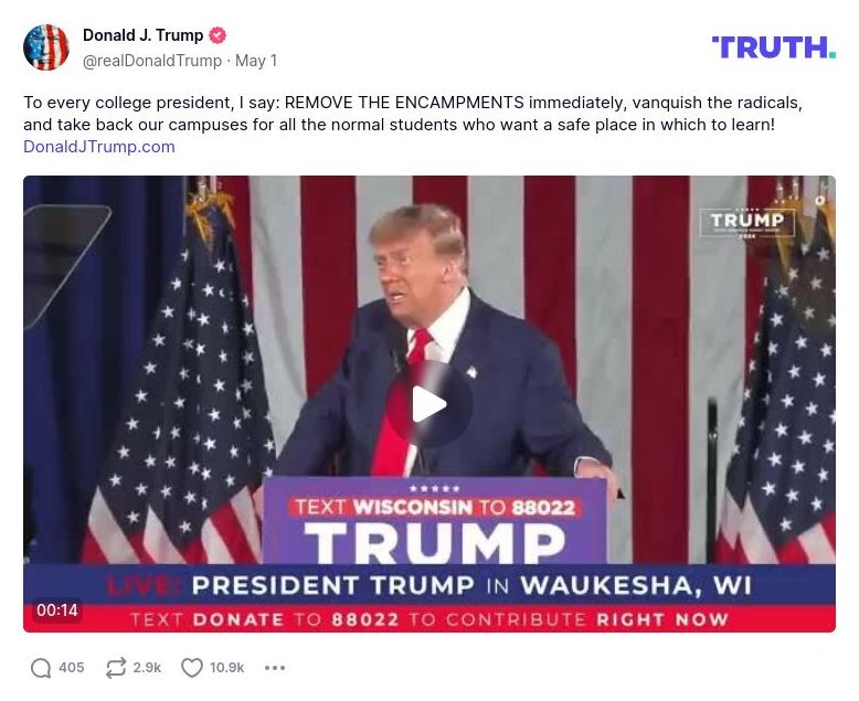 Post image from Donald Trump