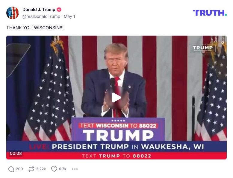 Post image from Donald Trump