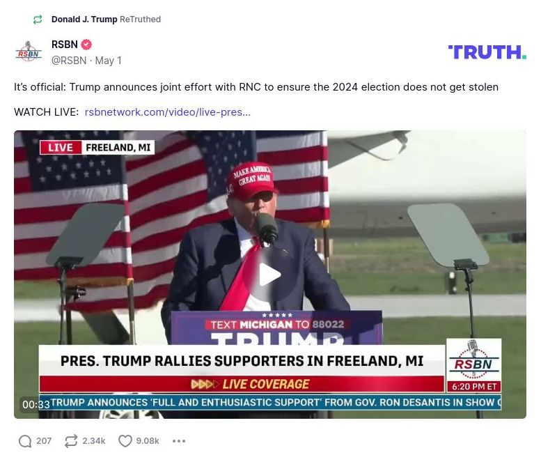 Post image from Donald Trump