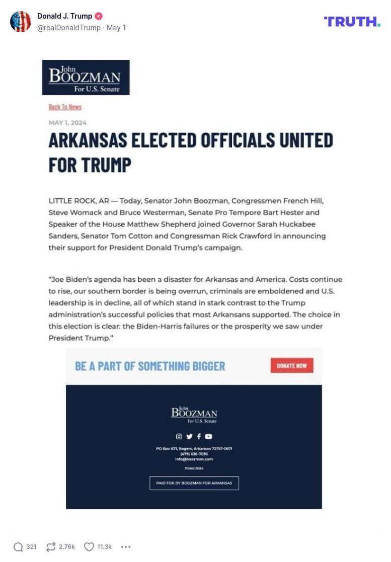 Post image from Donald Trump