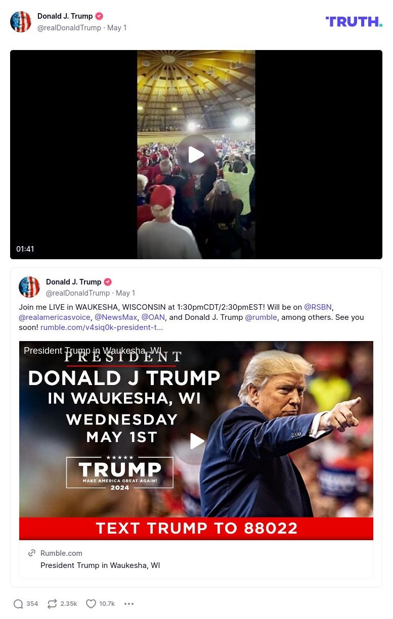 Post image from Donald Trump