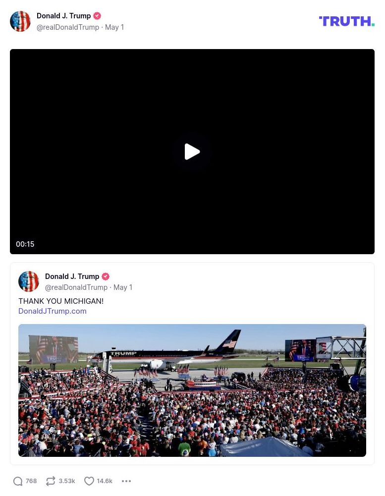 Post image from Donald Trump