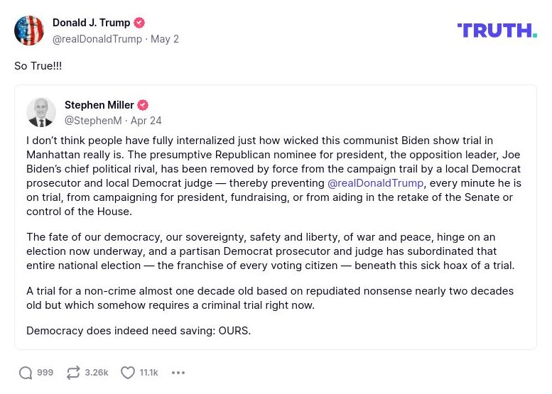 Post image from Donald Trump