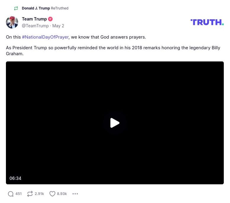 Post image from Donald Trump