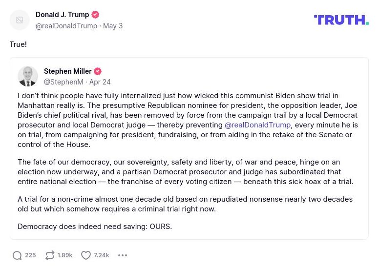 Post image from Donald Trump