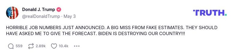 Post image from Donald Trump