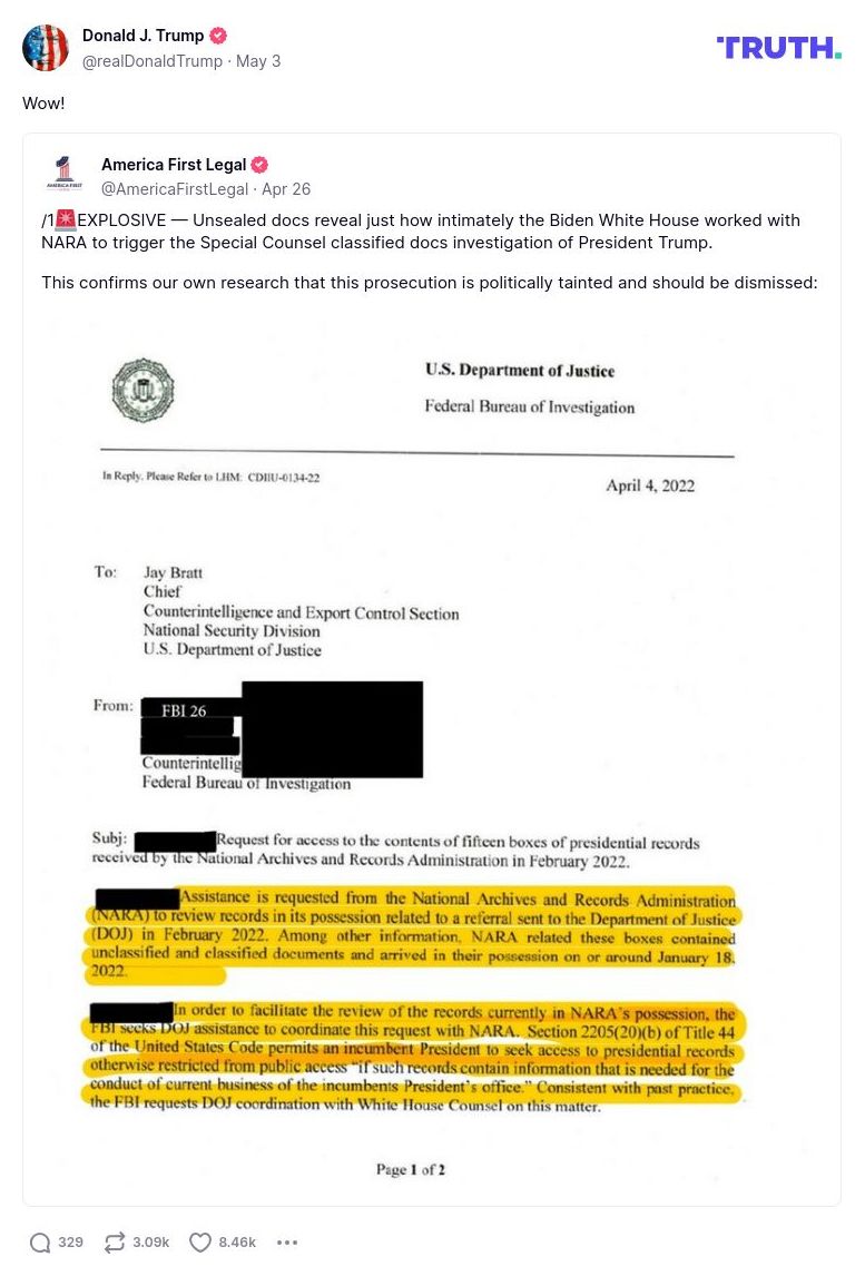 Post image from Donald Trump