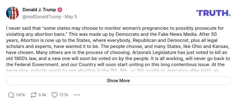 Post image from Donald Trump