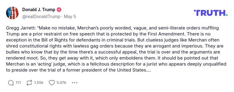 Post image from Donald Trump