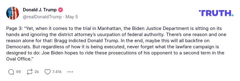 Post image from Donald Trump