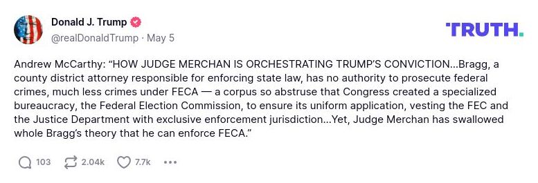 Post image from Donald Trump