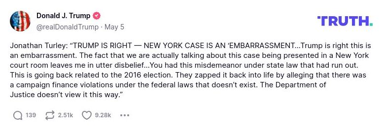 Post image from Donald Trump